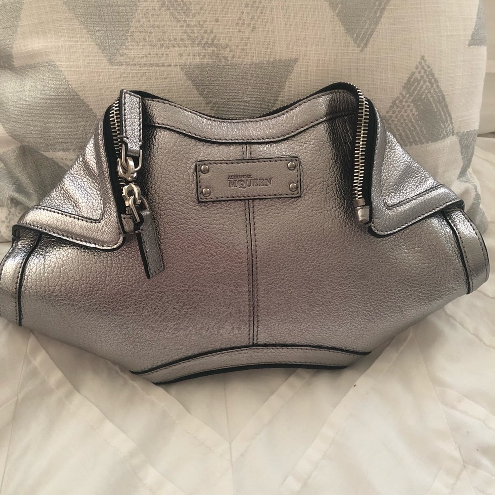 Alexander McQueen Metallic Leather Clutch Bag
